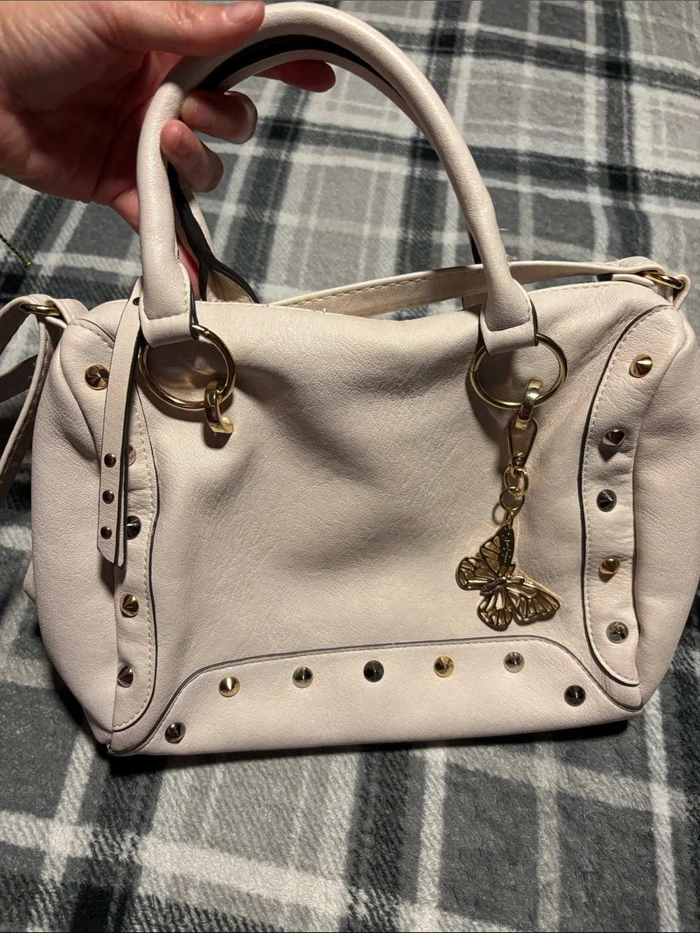 Jessica Simpson Light Blush Leather Satchel with Gold Hardware